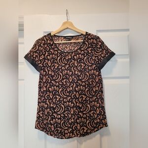 Express Black and Tan Lace Blouse